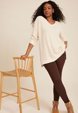 Plus Size Waffle Knit V Neck Tunic, C9747, small