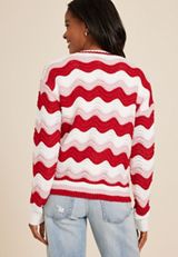 Wavy Striped Knit Cardigan, C4731, small