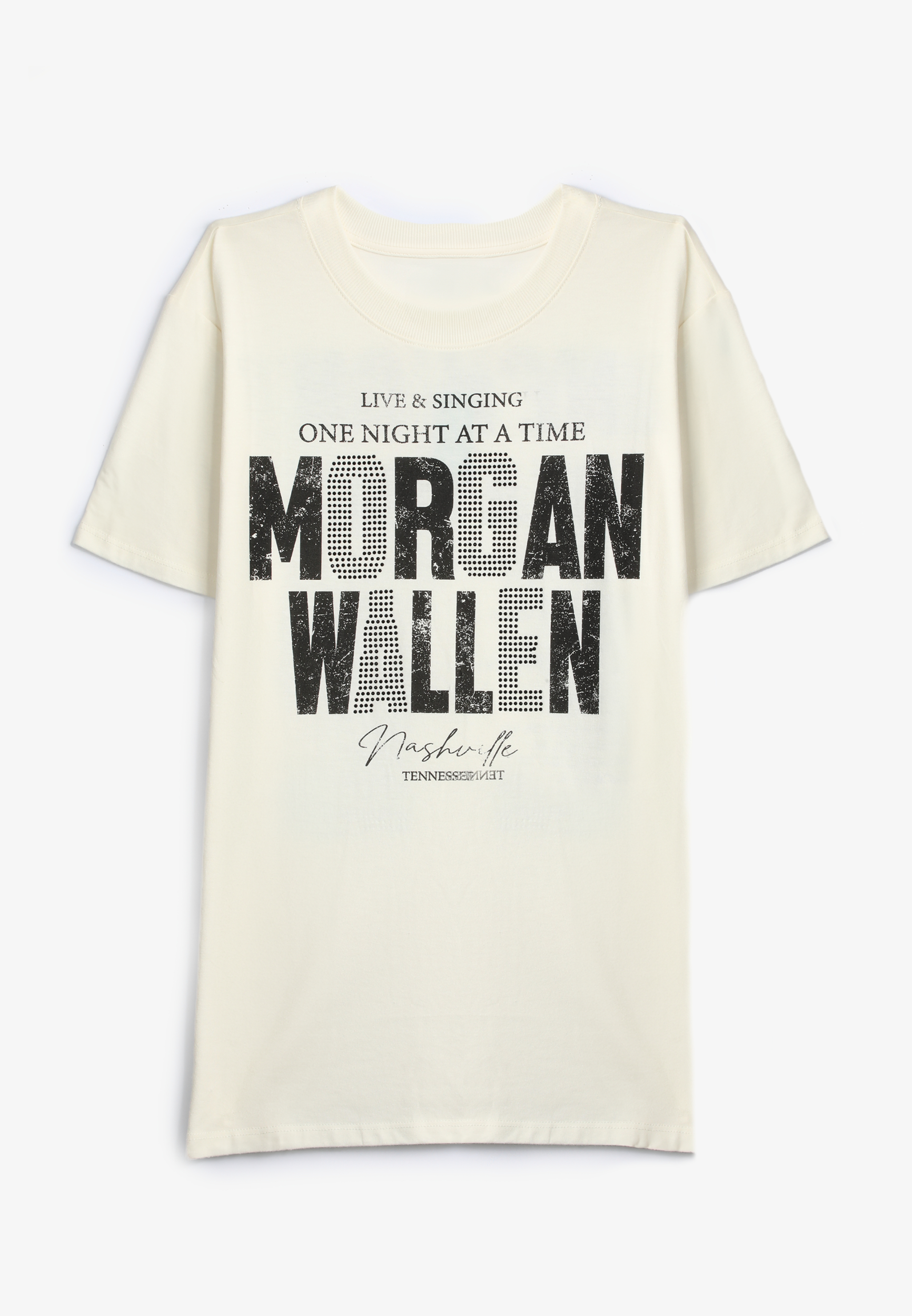 Maurices Women's X Large Size Morgan Wallen Oversized Fit Graphic Tee Beige