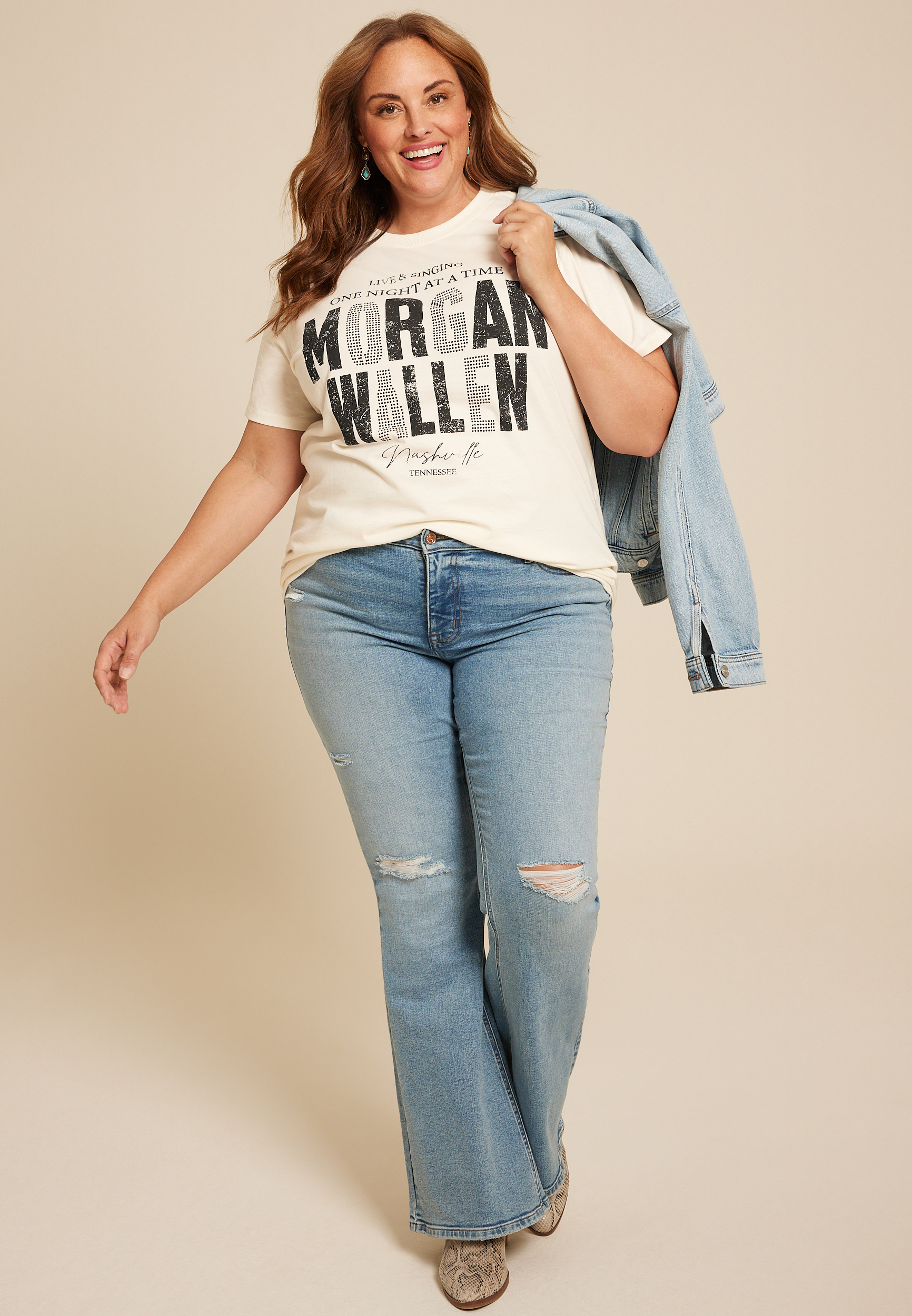 Plus Size Morgan Wallen Oversized Fit Graphic Tee, C2789, large