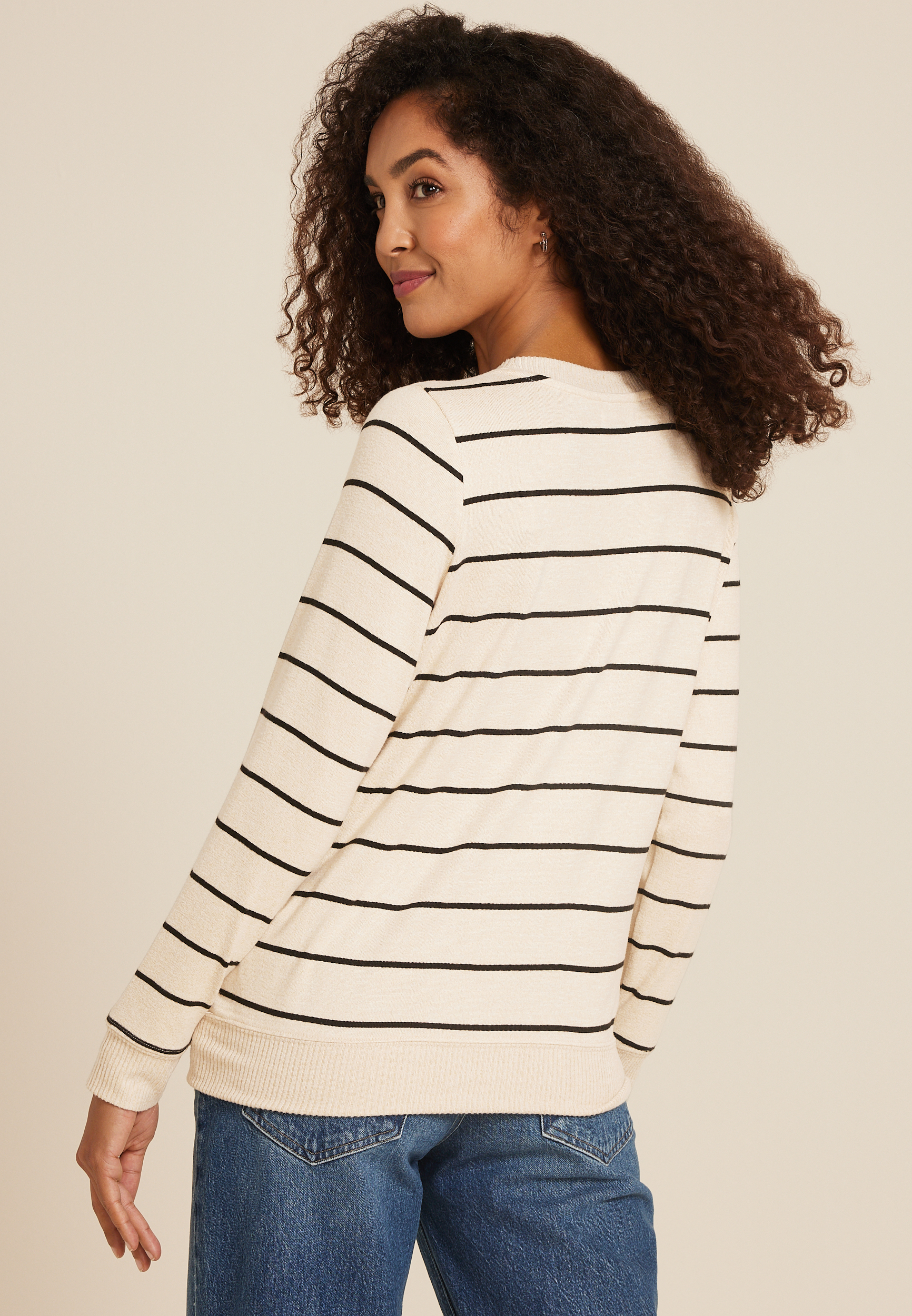 Haven Striped Straight Hem Top, C1008, large