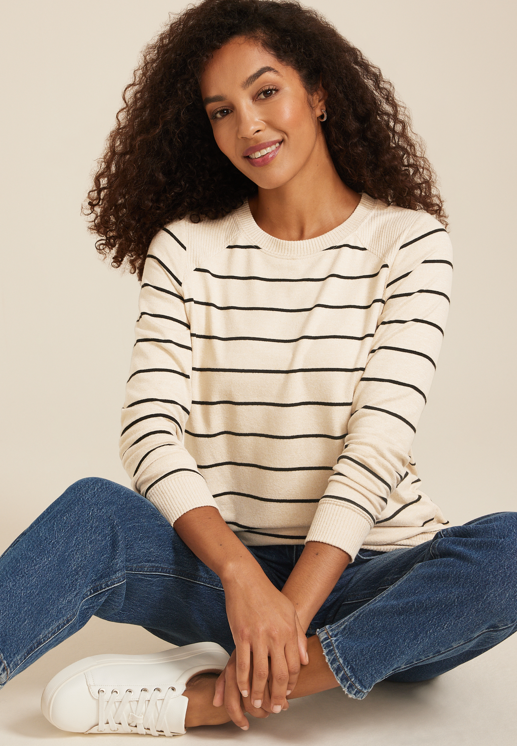 Haven Striped Straight Hem Top, C1008, large