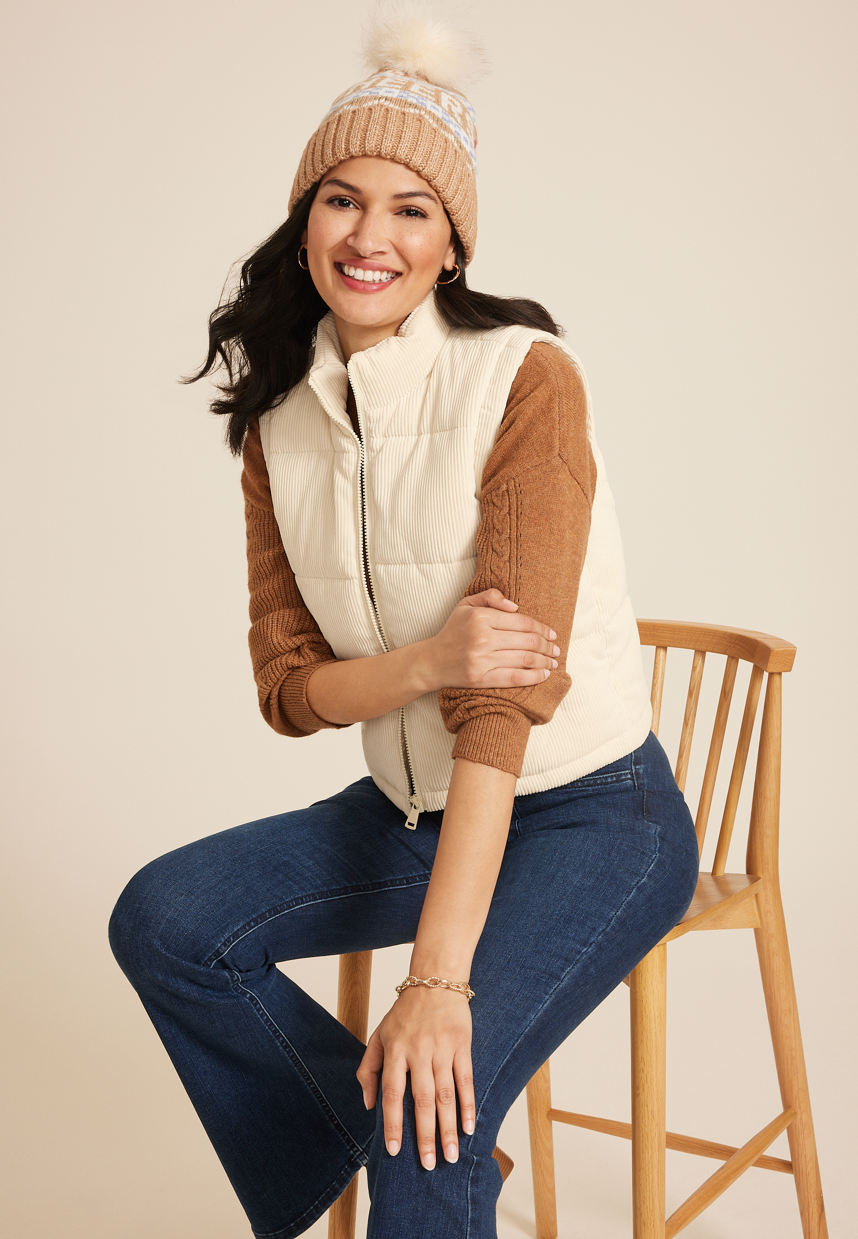Corduroy Puffer Vest, C9747, large