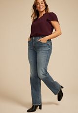 Plus Size Silver Jeans Co.&reg; Suki Curvy Mid Rise Thick Stitch Slim Boot Jean, C3337, small