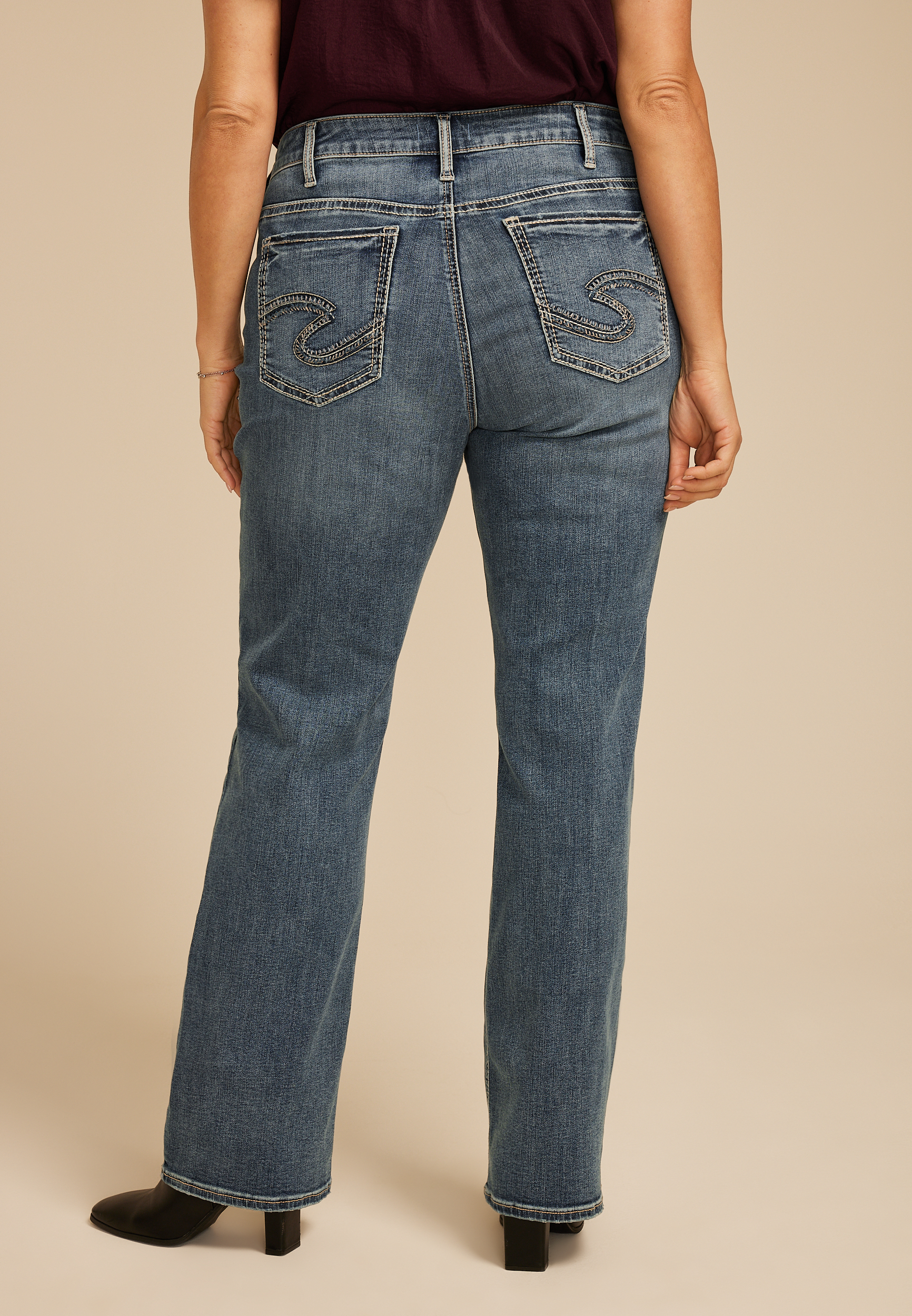 Plus Size Silver Jeans Co.&reg; Suki Curvy Mid Rise Thick Stitch Slim Boot Jean, , small