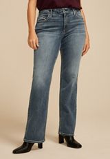 Plus Size Silver Jeans Co.&reg; Suki Curvy Mid Rise Thick Stitch Slim Boot Jean, C3337, small