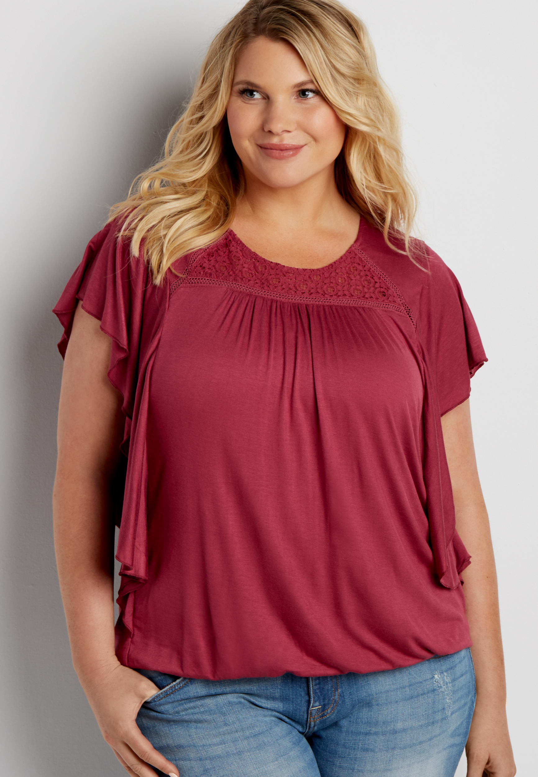 women's plus size shirts with a banded bottom