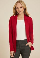 Versa Open Front Long Sleeve Blazer, REBEL RED, small
