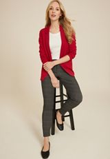 Versa Open Front Long Sleeve Blazer, REBEL RED, small