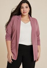 Plus Size Versa Open Front Long Sleeve Blazer, C7249, small