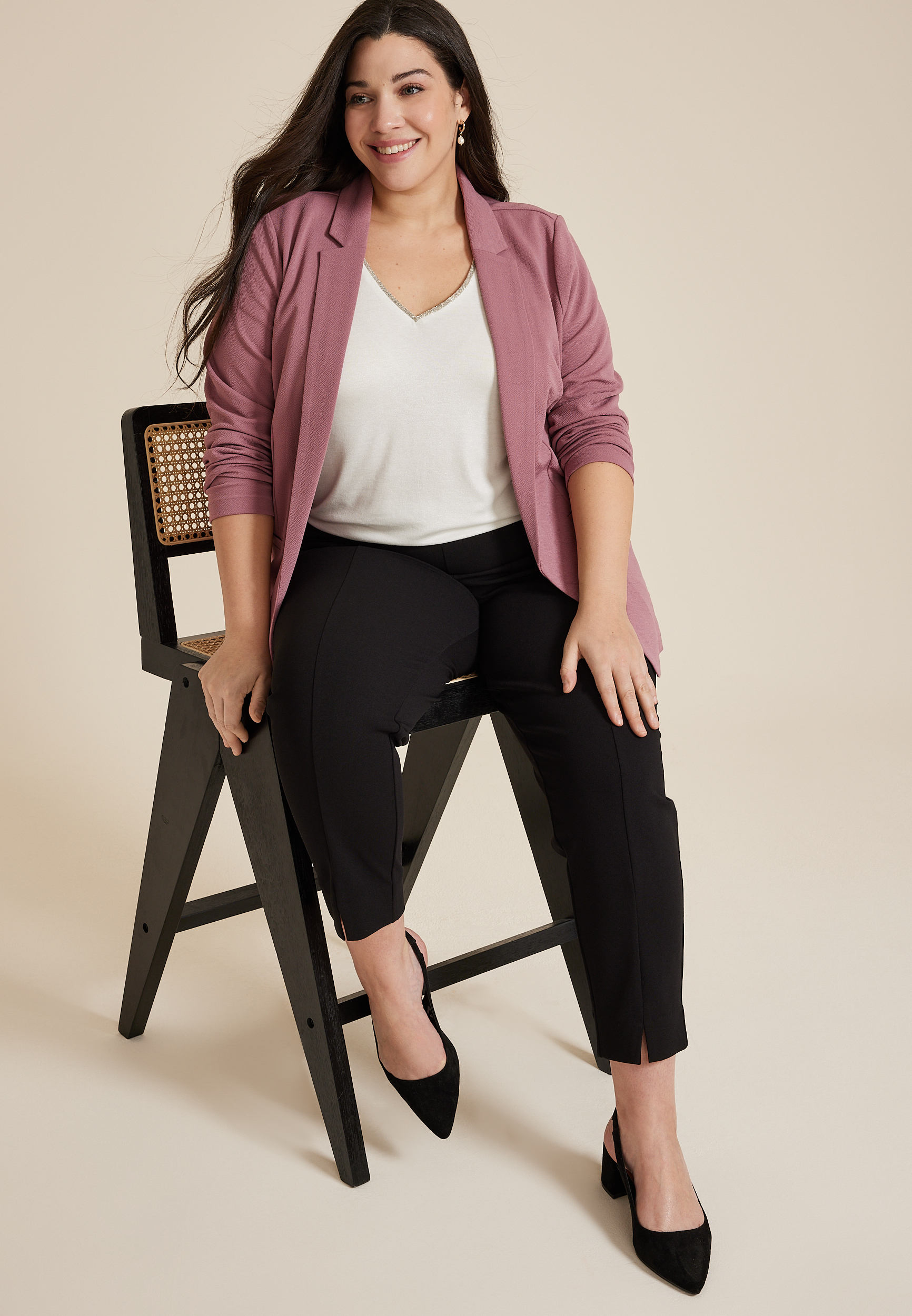 Plus Size Versa Open Front Long Sleeve Blazer, C7249, large