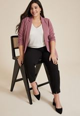 Plus Size Versa Open Front Long Sleeve Blazer, C7249, small