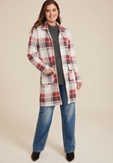 Plaid Longline Coatigan, C7044, small