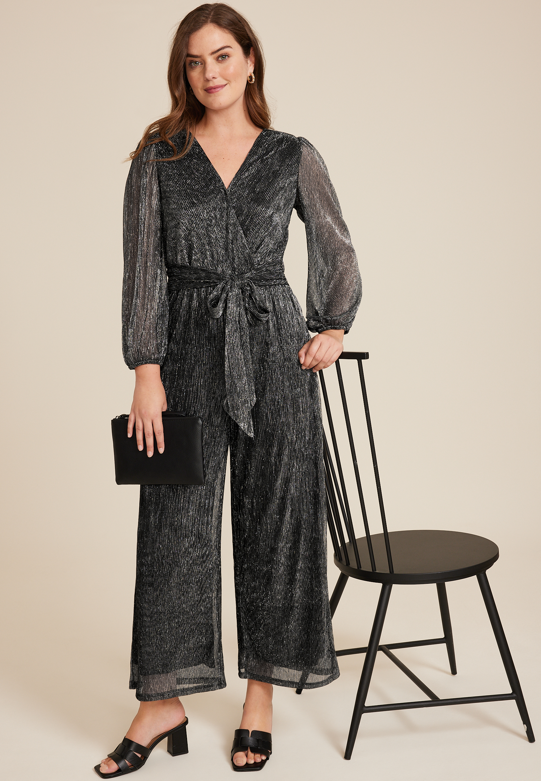 Plisse Wide Leg Jumpsuit, C106, large