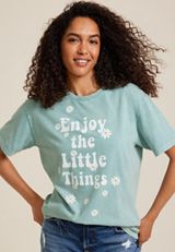 Enjoy The Little Things Oversized Fit Graphic Tee, SAGE, small