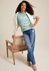 Enjoy The Little Things Oversized Fit Graphic Tee, SAGE, small