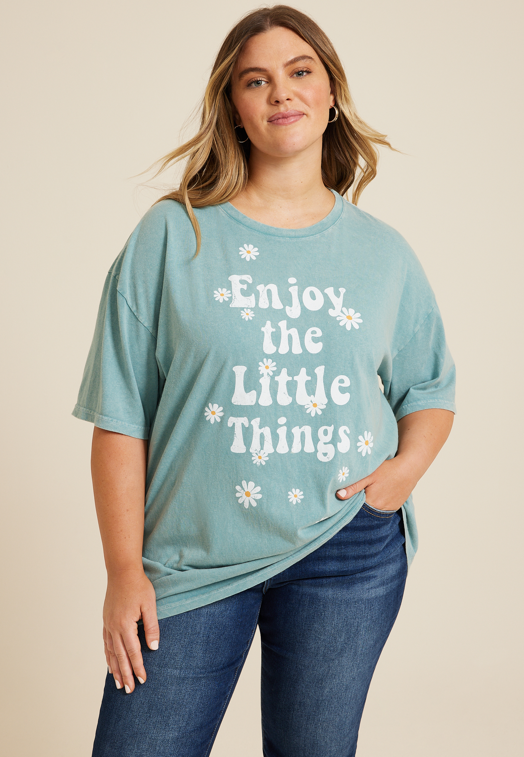 Plus Enjoy The Little Things Oversized Fit Graphic Tee