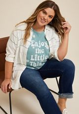 Plus Size Enjoy The Little Things Oversized Fit Graphic Tee, C201, small
