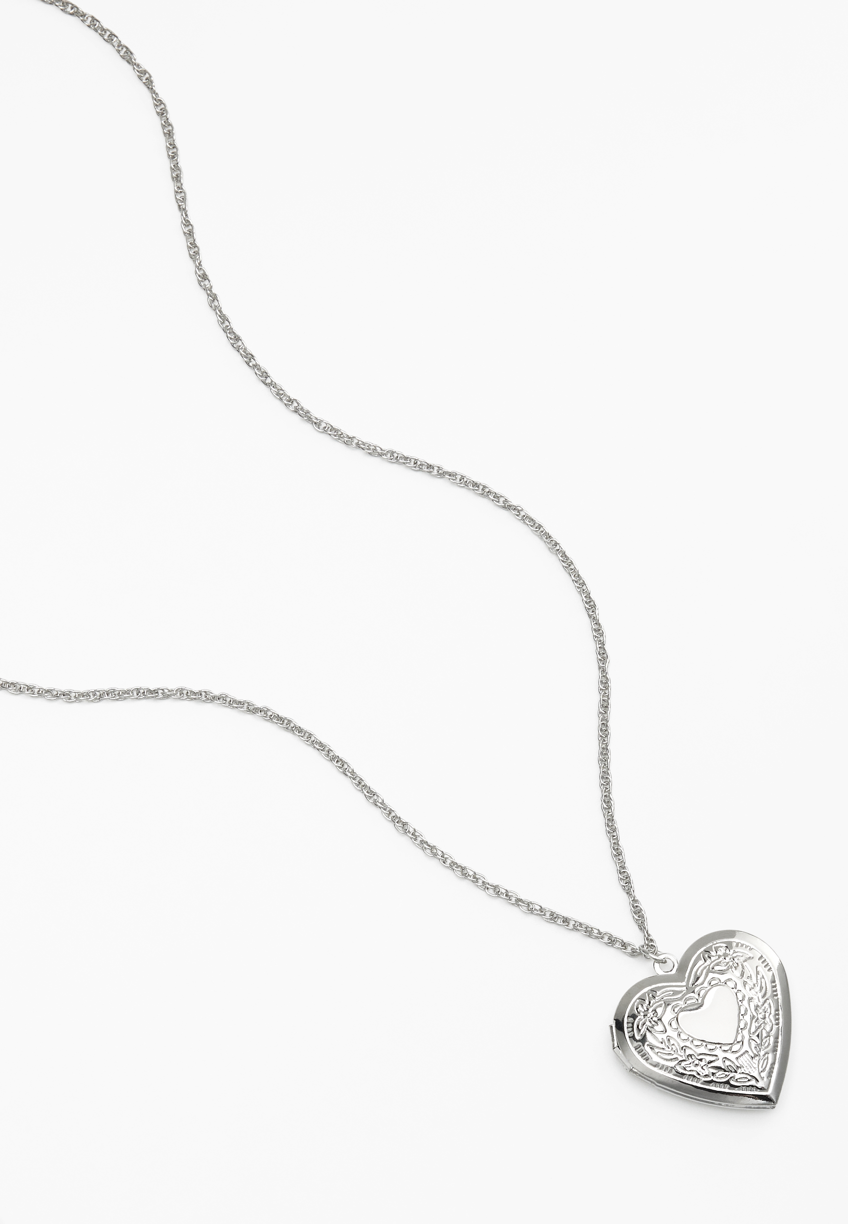 Silver Heart Locket Necklace