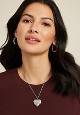 Silver Heart Locket Necklace, C431, small
