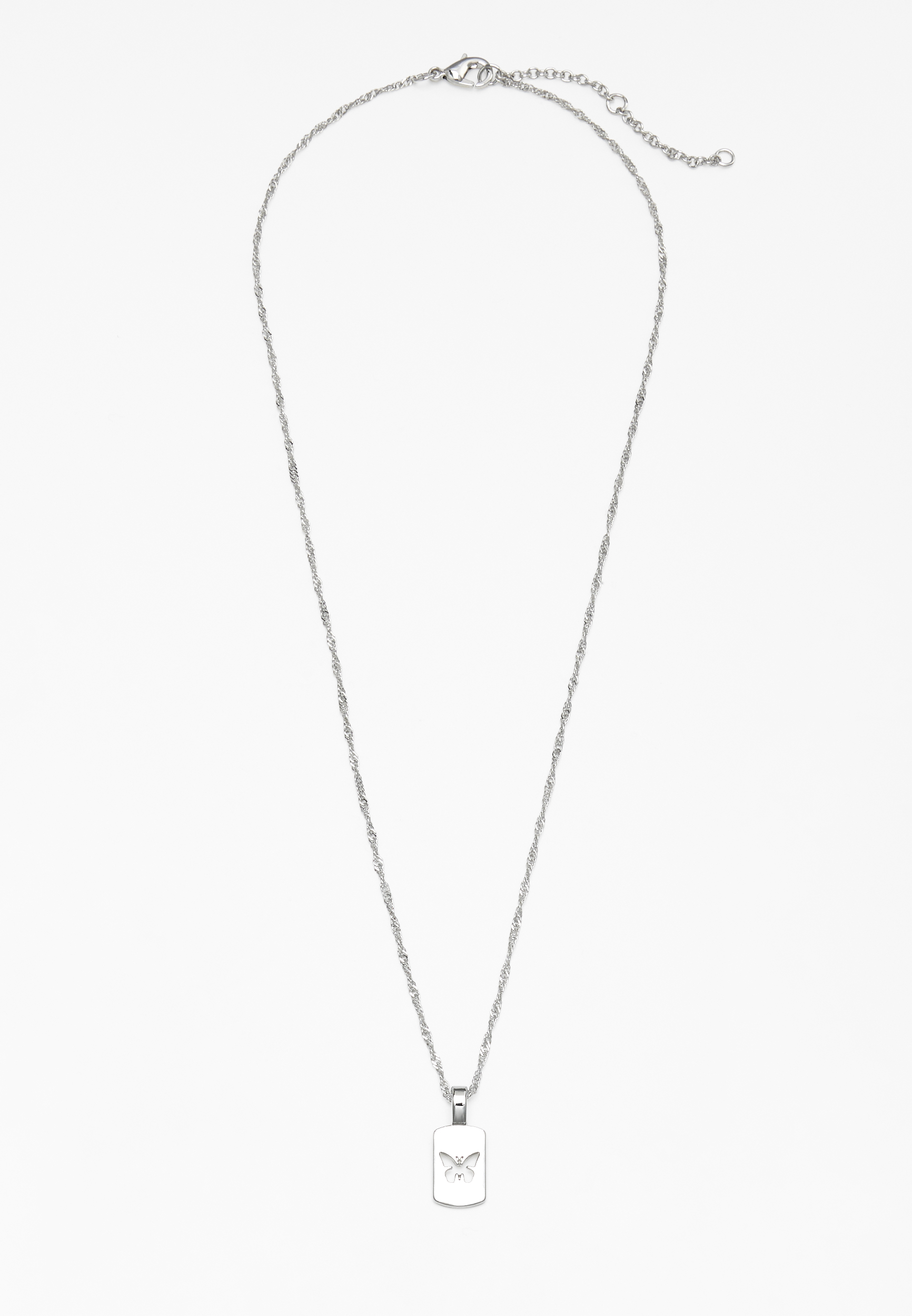 Silver Butterfly Pendant Necklace, , large