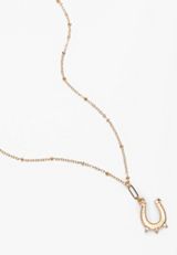 Gold Horseshoe Pendant Necklace, C605, small