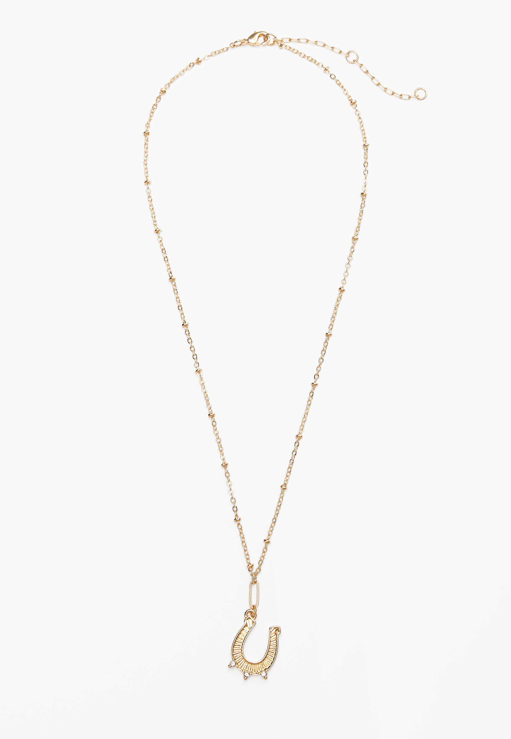 Gold Horseshoe Pendant Necklace, C605, large