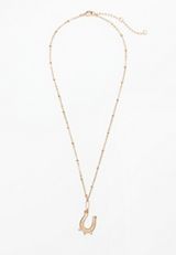 Gold Horseshoe Pendant Necklace, C605, small