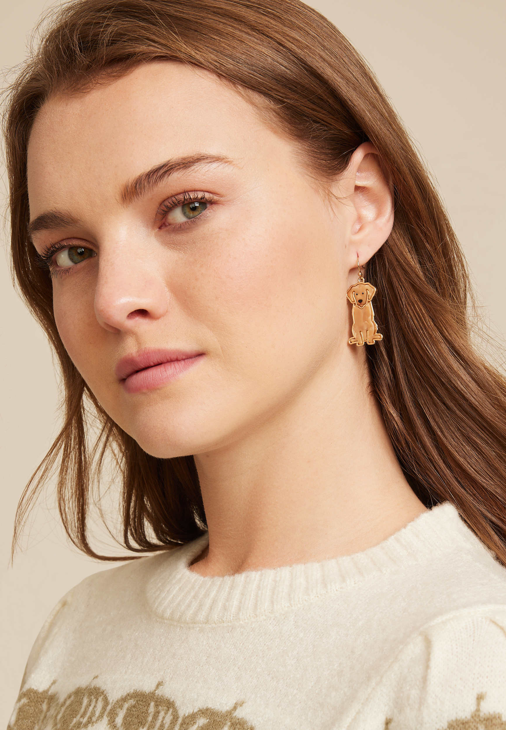 Dog Drop Earrings, C210, large