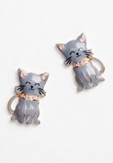 Gray Cat Drop Earrings, C829, small