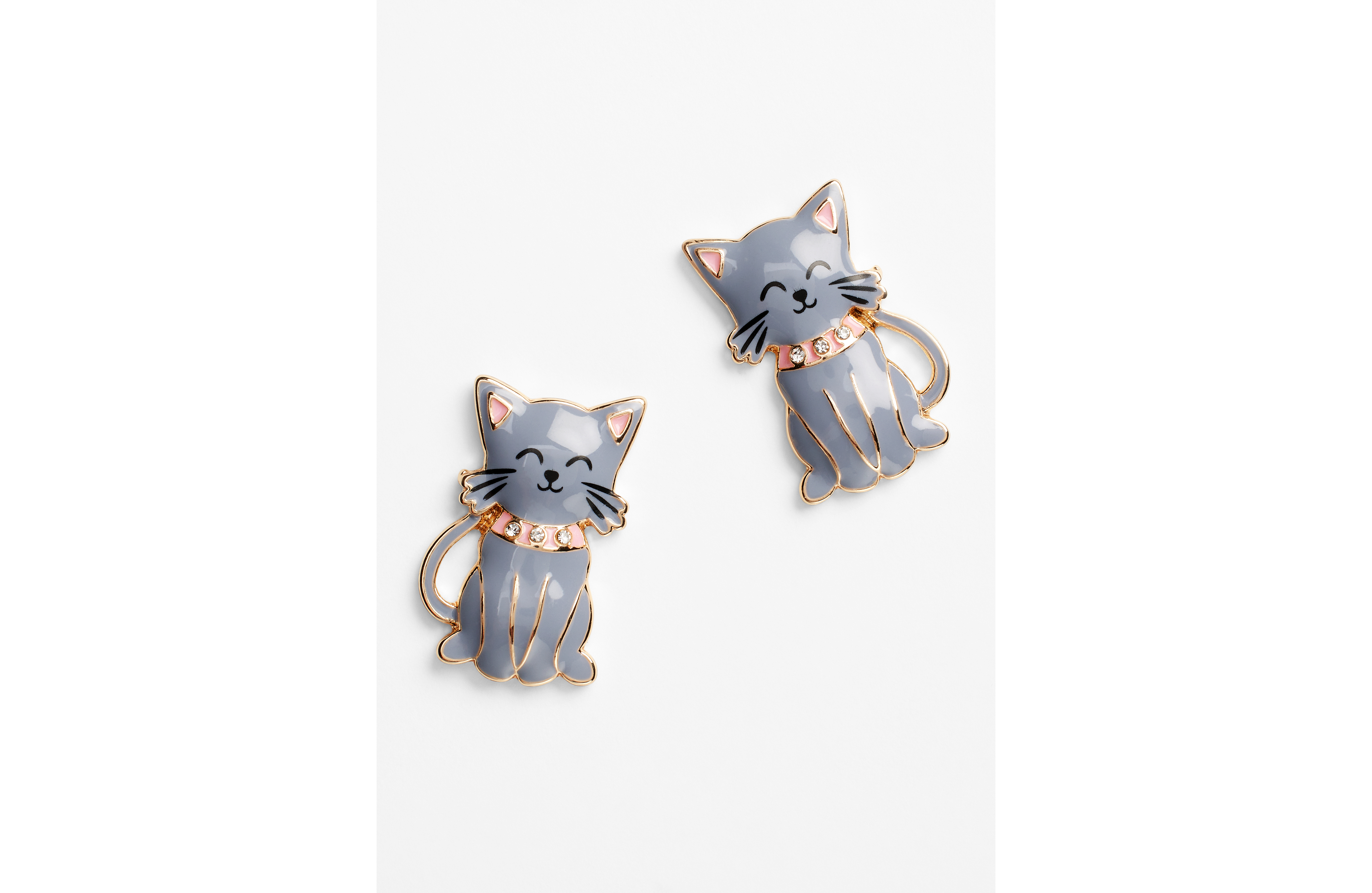 Gray Cat Drop Earrings