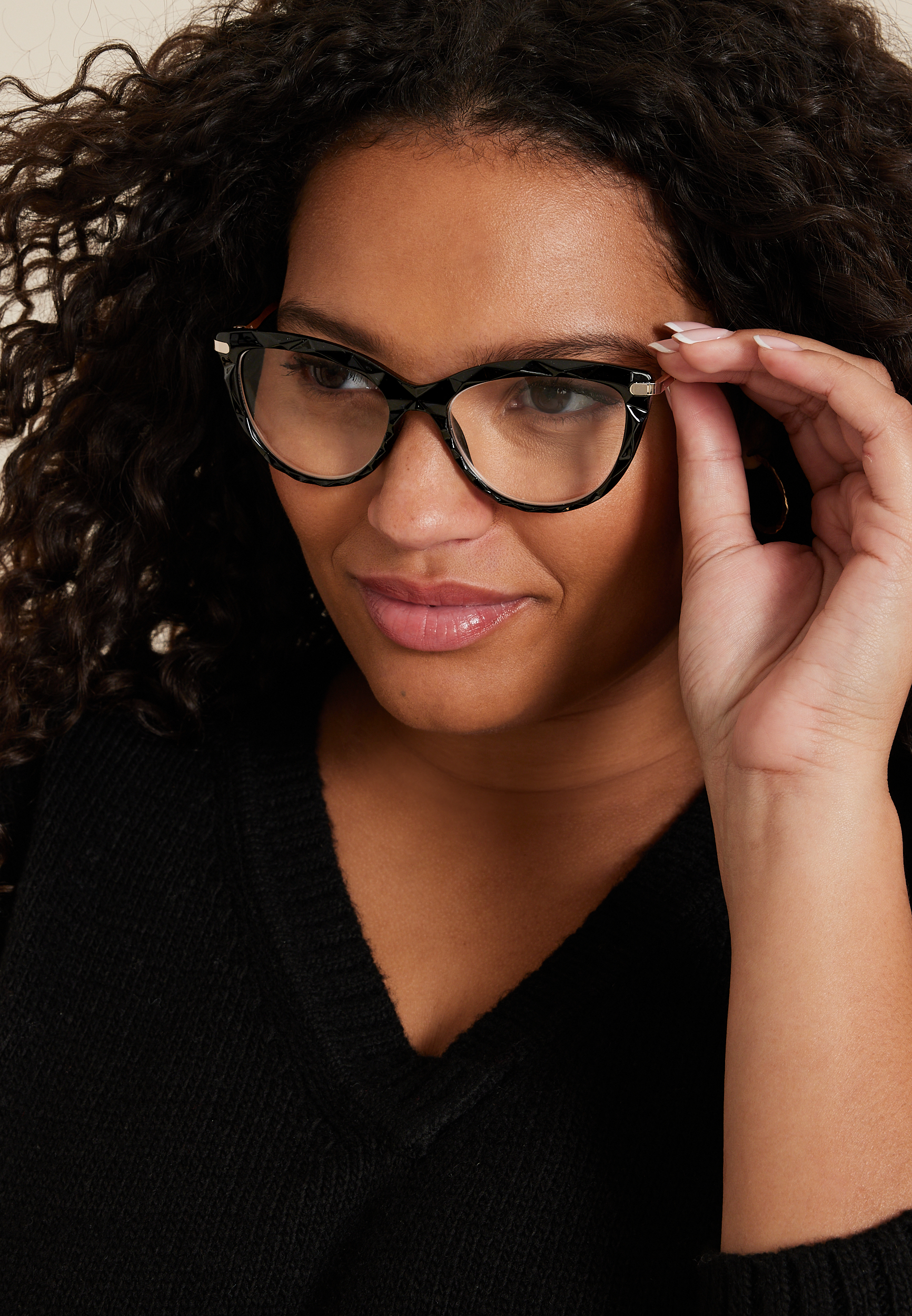 Black Textured Cat Eye 1.50 Reading Glasses, C106, large