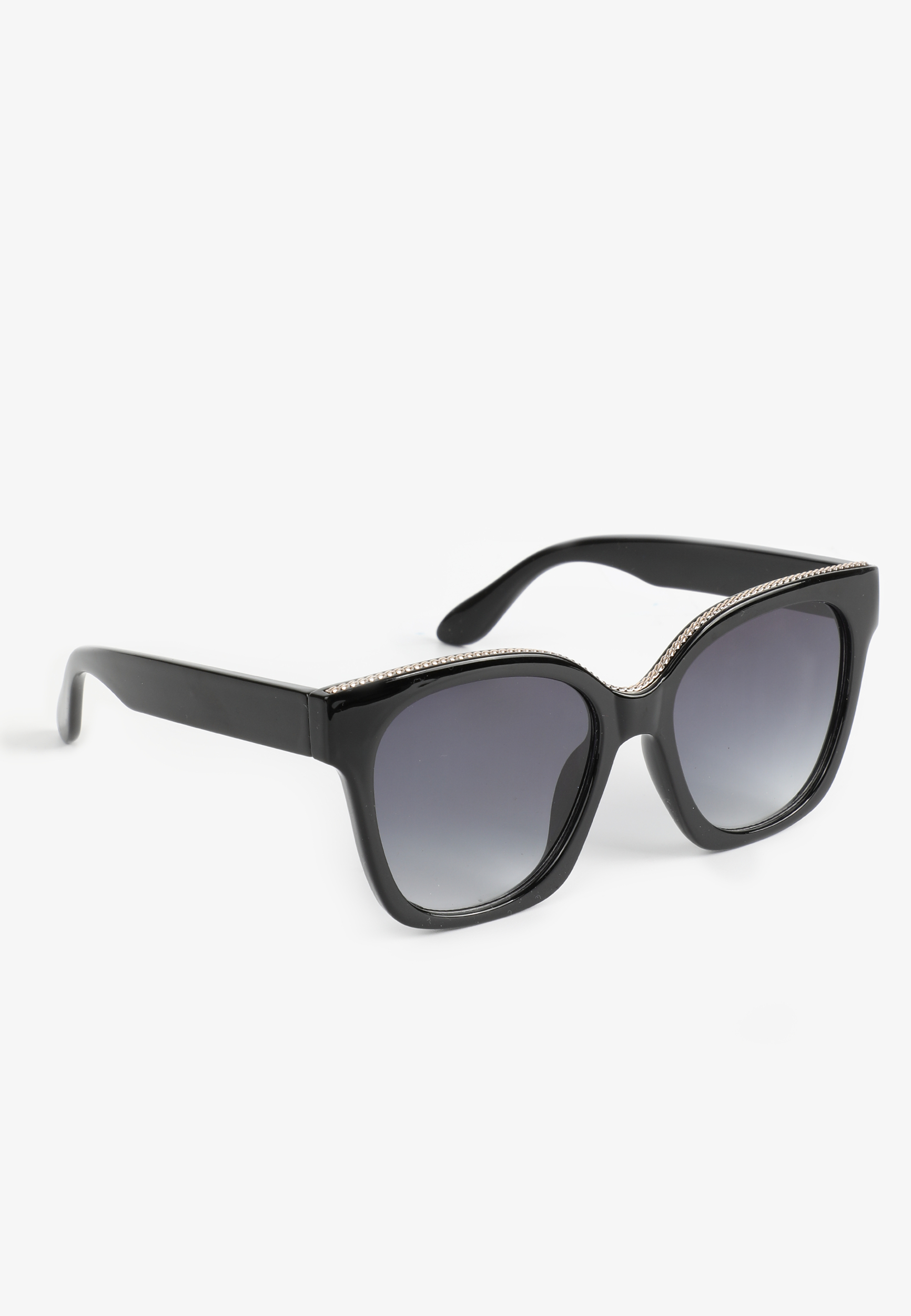 Black Chain Link Trim Square Sunglasses