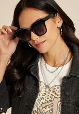 Black Chain Link Trim Square Sunglasses, C106, small