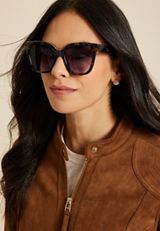 Tortoise Chain Link Trim Square Sunglasses, C920, small