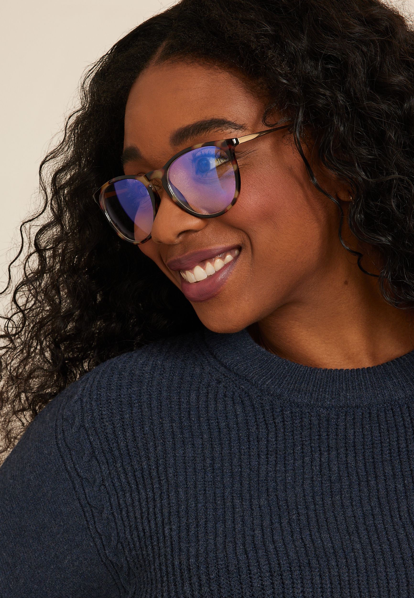 Gold Tortoise Round Blue Light Blocking Glasses, TORTE, large
