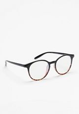 Tortoise Two Tone Round Plastic Blue Light Blocking Glasses, C106, small