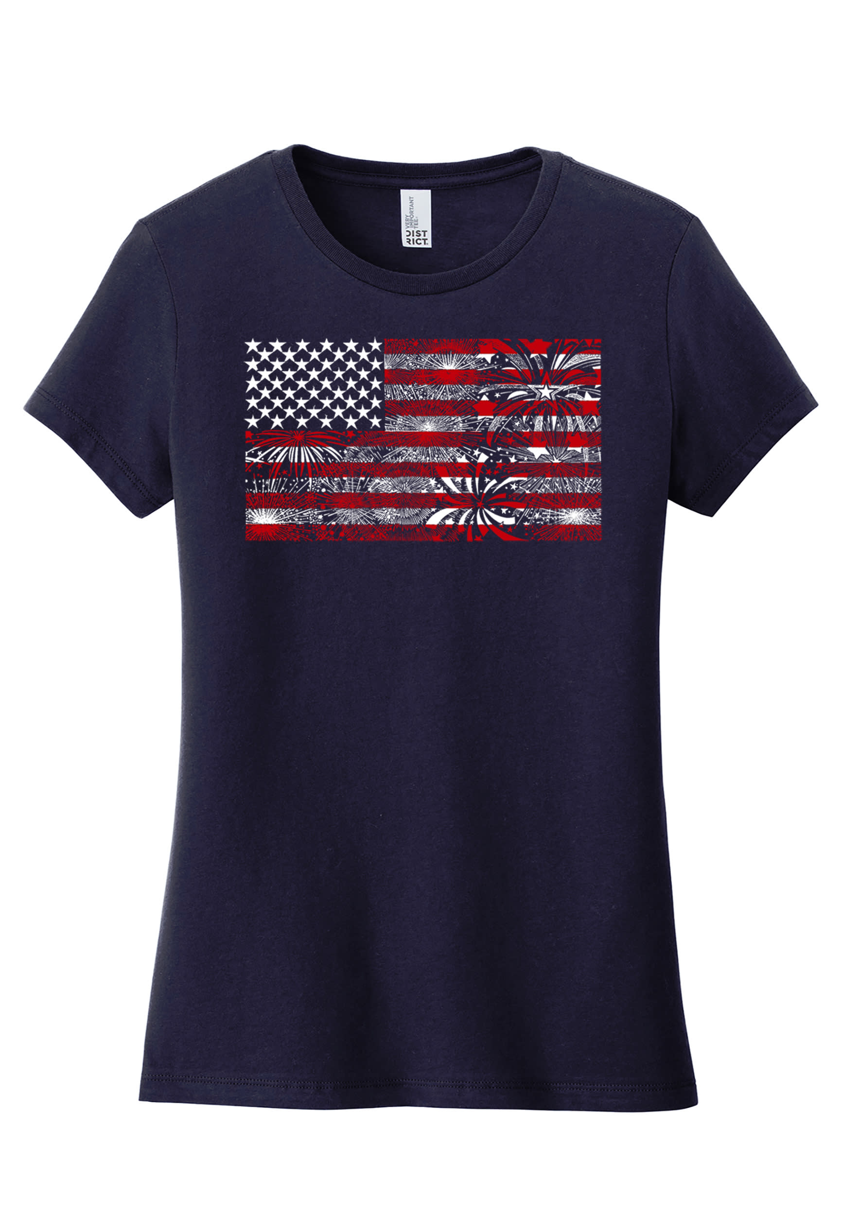 LA Pop Art Women's Word Art Fireworks American Flag Graphic Tee | maurices