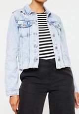 KanCan&trade; Light Fray Hem Cropped Denim Jacket, C2806, small