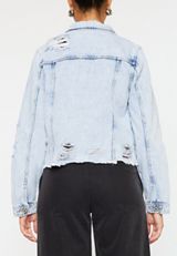 KanCan&trade; Light Fray Hem Cropped Denim Jacket, C2806, small