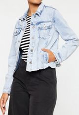 KanCan&trade; Light Fray Hem Cropped Denim Jacket, C2806, small