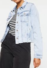 KanCan&trade; Light Fray Hem Cropped Denim Jacket, C2806, small