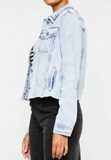 KanCan&trade; Light Fray Hem Cropped Denim Jacket, C2806, small
