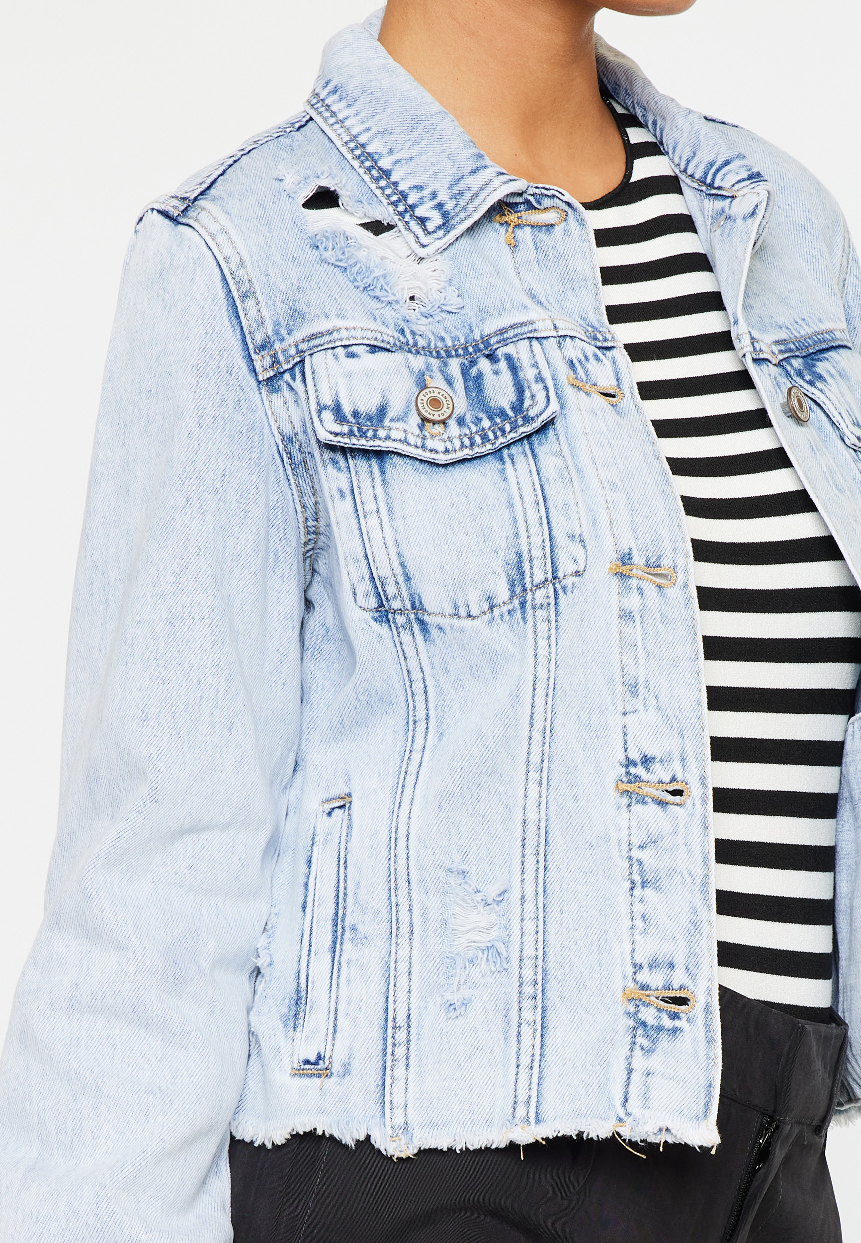 KanCan&trade; Light Fray Hem Cropped Denim Jacket, C2806, large