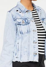KanCan&trade; Light Fray Hem Cropped Denim Jacket, C2806, small