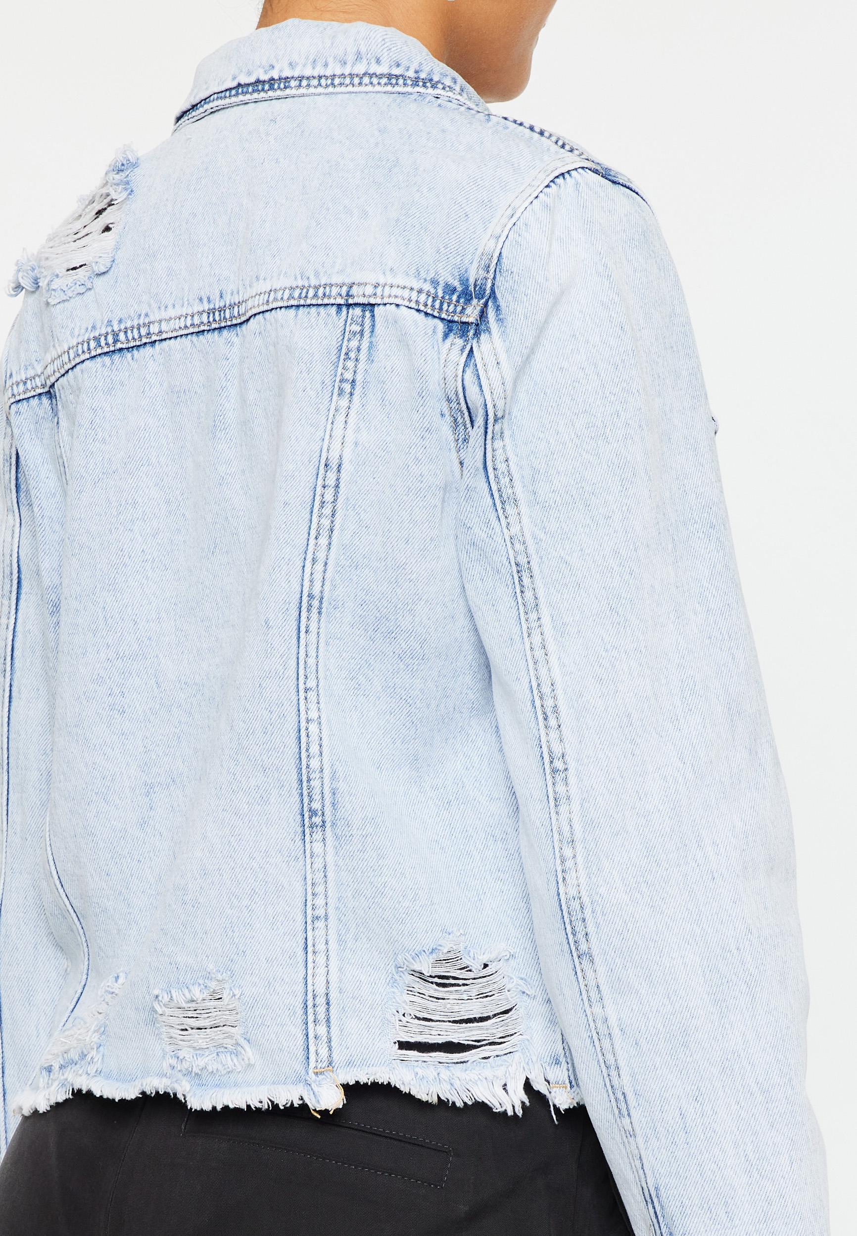 KanCan&trade; Light Fray Hem Cropped Denim Jacket, C2806, large