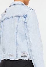 KanCan&trade; Light Fray Hem Cropped Denim Jacket, C2806, small