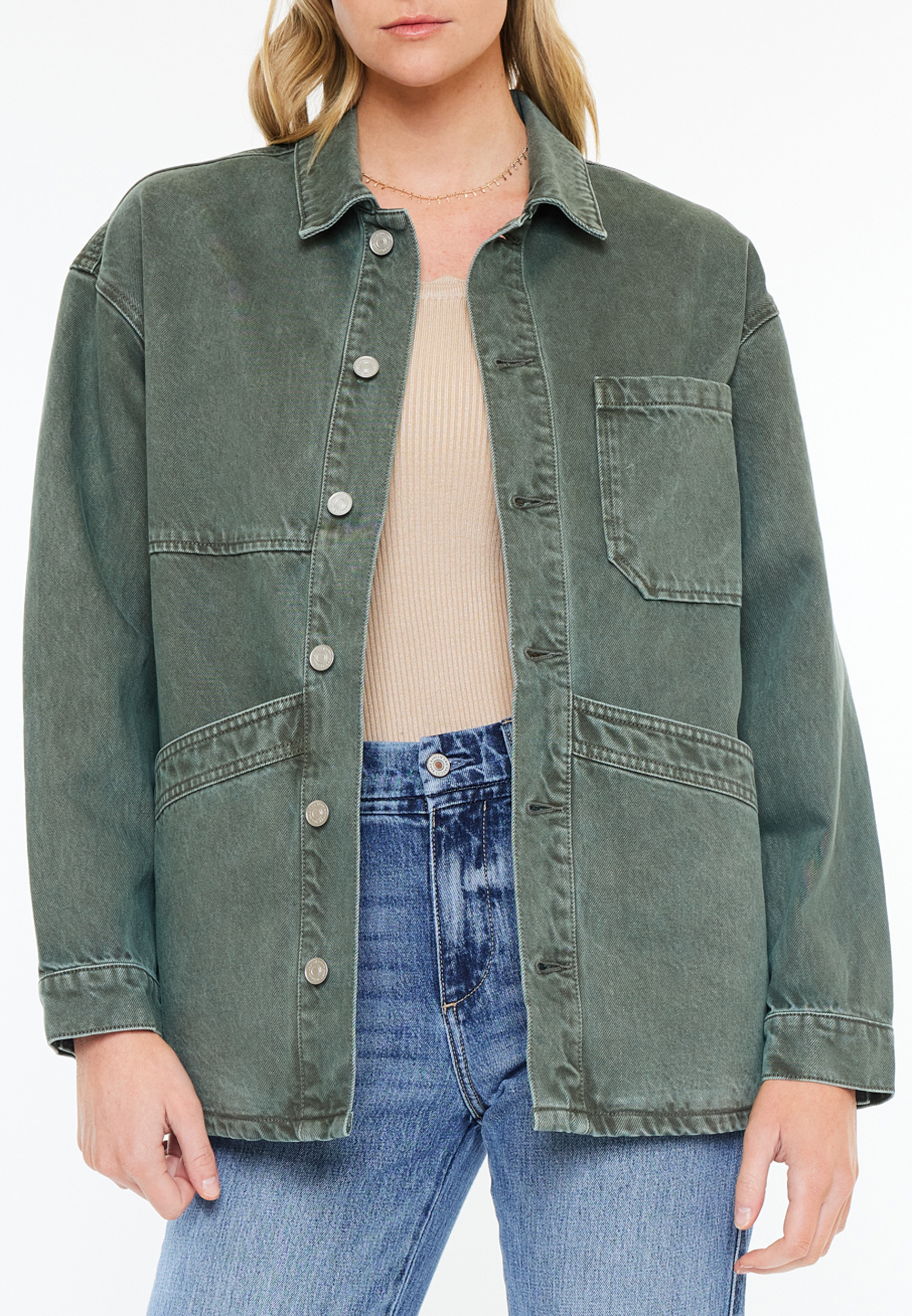 KanCan&trade; Olive Oversized Chore Jacket, C186, large