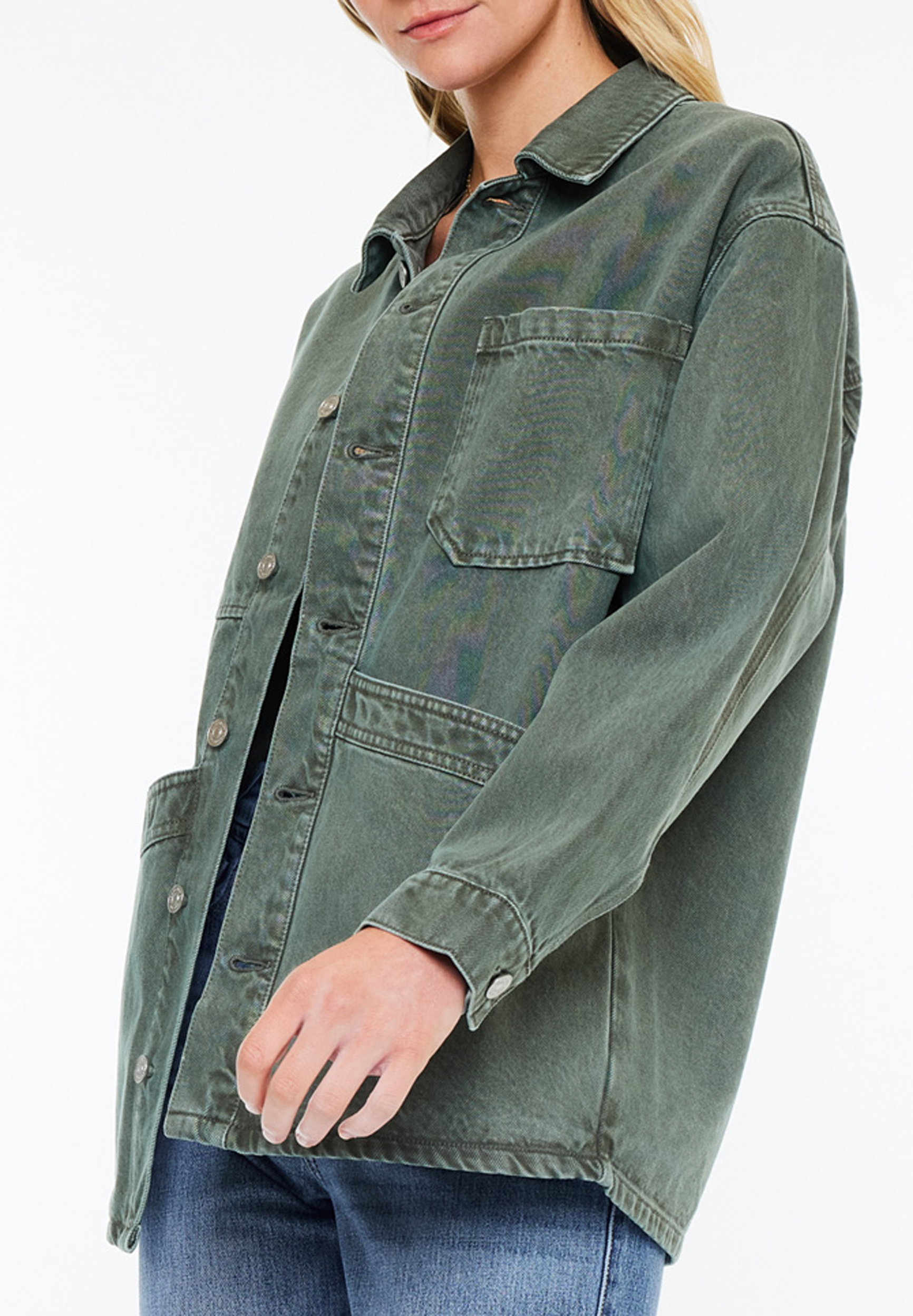 KanCan&trade; Olive Oversized Chore Jacket, C186, large