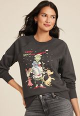 Merry Grinchmas Relaxed Fit Sweatshirt, PHANTOM BLACK, small